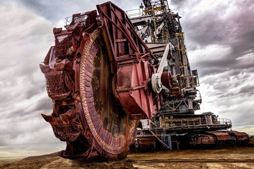 Large boring machine in focus